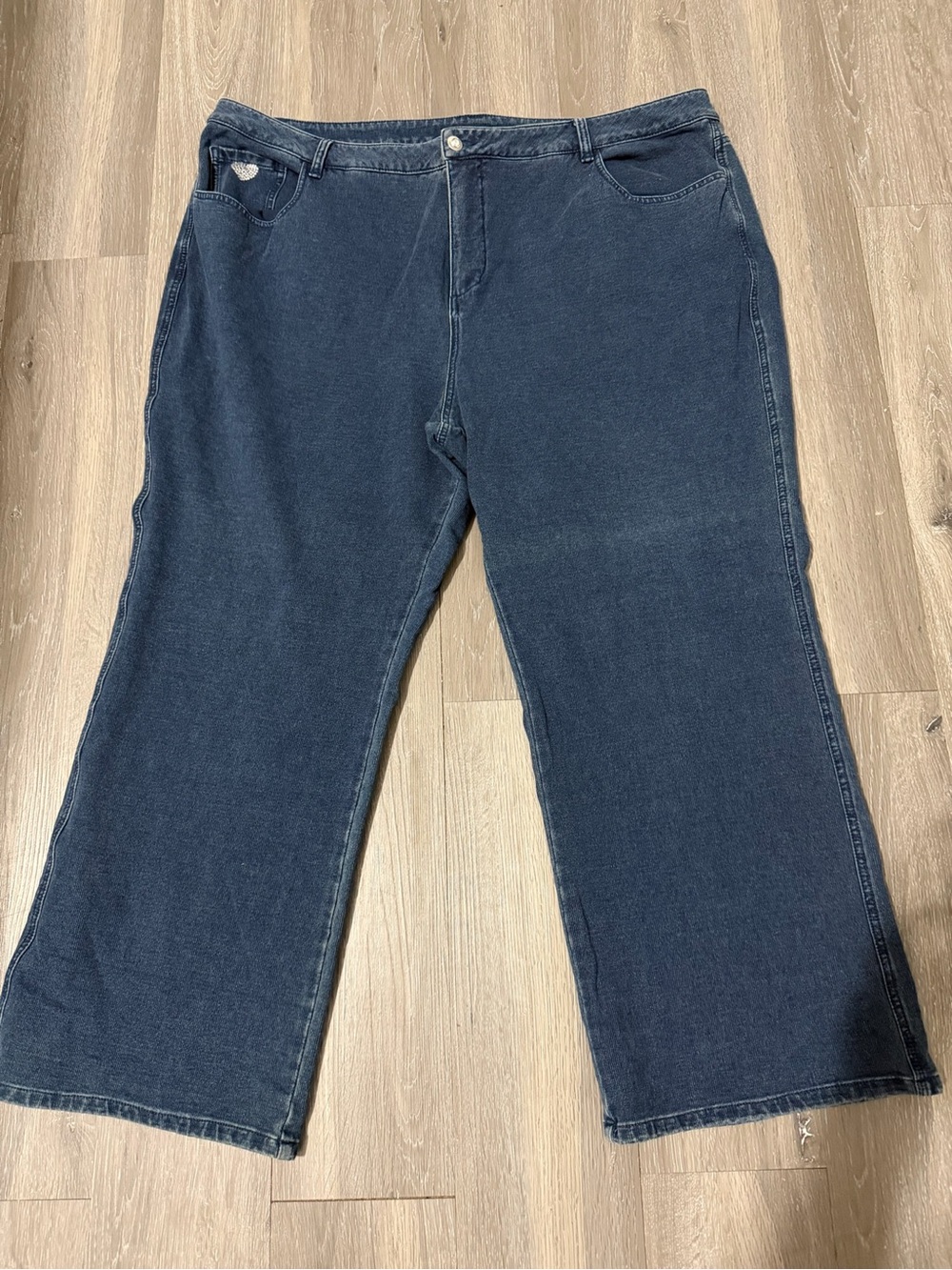 Quacker Factory Dark Blue Stretch Flare Wide Leg Jeans size 24W